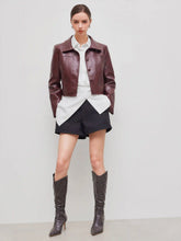 Faux Leather Cropped Jacket
