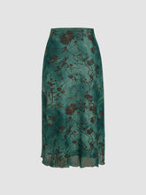 High Waist Mesh Floral Midi Skirt