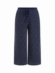 Mid Rise Ditsy Floral Drawstring Straight Leg Trousers Curve & Plus