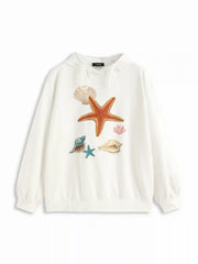 Jersey Sea Life Graphic Drawstring Hoodie