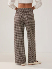 Jacquard Low Rise Checks Straight Leg Trousers