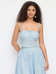 Cotton Textured Lace Cami Top & Mid Rise Maxi Skirt Set