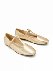 T-STRAP SQUARE TOE MARY JANE FLATS