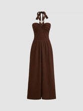 Halter Neckline Kontted Beaded Ruched Jumpsuit