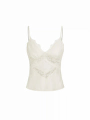 Lace Trim V-Neck Slim Cami Blouse
