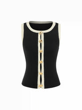 Color-Blocked Ribbed Knit Round Neck Crop Top