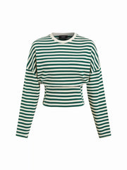 Cotton-blend Striped Cinched Waist Top