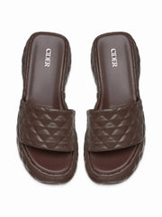 QUILTED PLATFORM WEDGE SANDALS