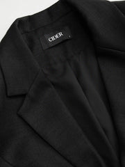 V-neck Solid Buckle Long Sleeve Cropped Blazer With Belt