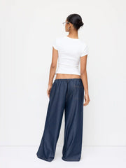 Low Rise Drawstring Wide Leg Trousers