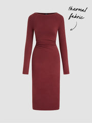 Thermal Cotton-blend Ruched Midi Dress