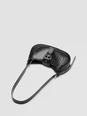 Distressed Texture Crescent Shape Buckle Decor Shoulder Bag