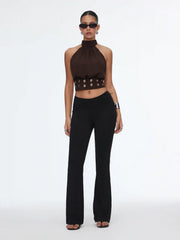 Low Rise Slim Flared Trousers
