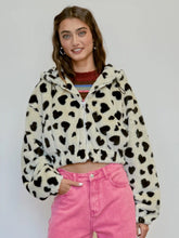 Fleece Hooded Leopard Drawstring Jacket