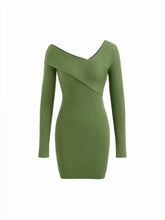 Knit Asymmetrical Neck Mini Dress