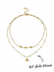 18K GOLD PLATED STAINLESS STEEL STAR LAYERED NECKLACE