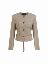 Houndstooth Adjustable Waist Tie Blazer
