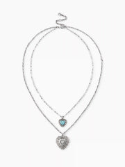 LAYERED HEART PENDANT CHAIN NECKLACE