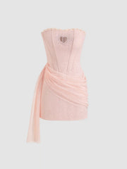 Sculptural Tube Heart Cut Out Rhinestone Corset Mini Dress