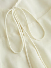 Chiffon Round Neckline Fringe Ruffled Tie Front Oversized Blouse