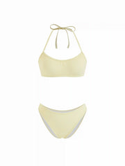 High Stretch Halter Neck Binding Trim Cheeky Bikini Set