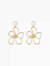 FLOWER & FAUX PEARL DROP EARRINGS