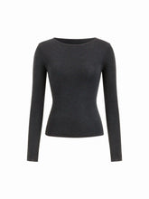 Knit Wool Round Neckline Long Sleeve Top