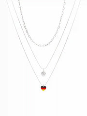 COUNTRY FLAG & HEART LAYERED NECKLACE