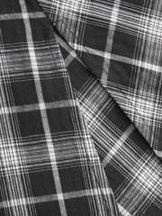 Cotton-blend High Rise Asymmetrical Plaid A-Line Split Maxi Skirt