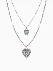 LAYERED HEART PENDANT CHAIN NECKLACE