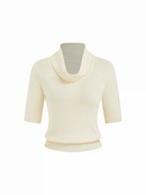 Knit Turtleneck Short Sleeve High Stretch Solid Top