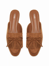 FAUX SUEDE BOWKNOT DECOR FRINGED MULE LOAFERS