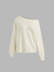 Knit Asymmetrical Neck Oversized Sweater