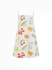 Linen-blend Fruit Graphic High Rise A-line Mini Dress