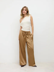 High Waist Elastic Waist Pants