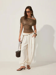 Low Rise Drawstring Waist Bloomer Trousers