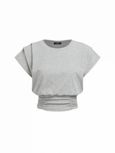 Cotton-blend Ruched Batwing Sleeve Tee