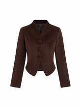 Velvet V-neck Split Button Jacket