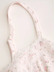 Textured Floral V-neck Lace Trim Cami Top Curve & Plus