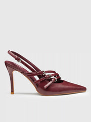 Buckle-embellished Slingback Pointed Toe Heels