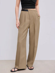 Belted Asymmetric Straight Leg Trousers