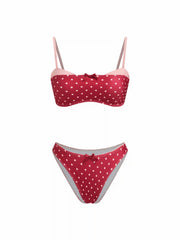 Square Neck Polka Dot Bracelet Bikini Set