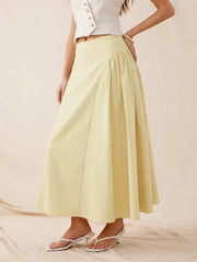 Woven Mid Rise Draped A-line Midi Skirt