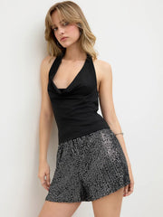 High Waist Sequin Shorts