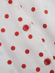 Satin Collar Polka Dot Pajama Top