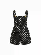 Cotton-blend Polka Dot Buckle Up Romper Curve & Plus