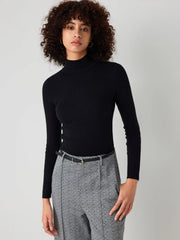 High Neck Knit Long Sleeve Top