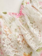 Lace Off-shoulder Floral Print Corset Top