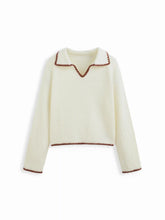 Knit Collar Contrasting Binding Long Sleeve Top