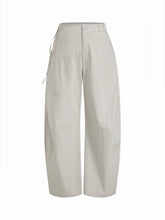 Cotton-blend Low Rise Tie Side Barrel-leg Trousers